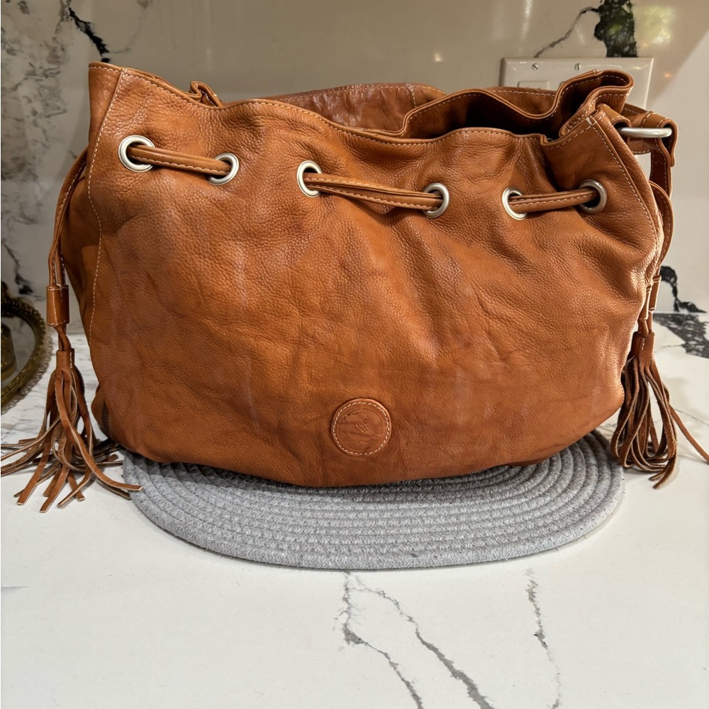 Vera Pelle Brown Leather Hobo Bag